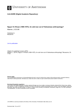 An odd man out of Vietnamese anthropology? Kleinen, JGGM