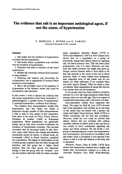 The Evidence that Salt is an Important Aetiological