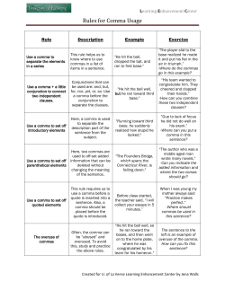 Rules for Comma Usage
