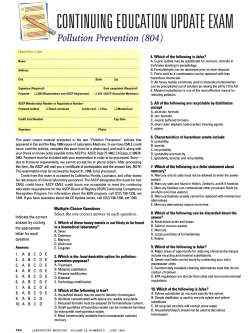EDUCATION UPDATE EXAM Pollution Prevention (804)