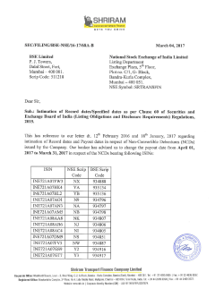 04 March 2017 Intimation of Record dates/Specified dates as