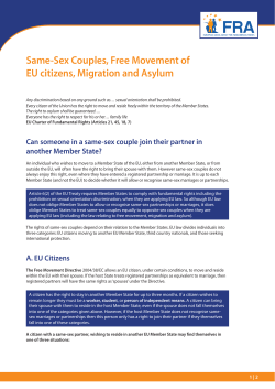 Same-Sex Couples, Free Movement of EU citizens, Migration and