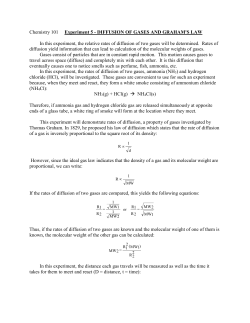 Chemistry 101 Experiment 5 - DIFFUSION OF GASES AND