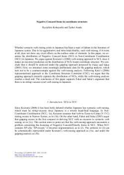 Negative Concord Items in coordinate structure Ryoichiro Kobayashi