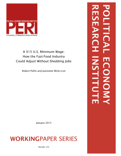 A $15 U.S. Minimum Wage - Political Economy Research Institute
