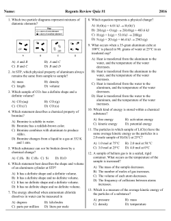 Physical Behavior of Matter Regents Review 2016