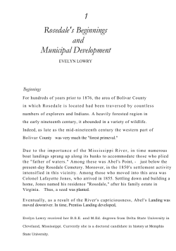 1 Rosedale`s Beginnings and Municipal Development