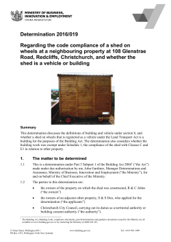 Determination 2016/019: Regarding the code compliance of a shed