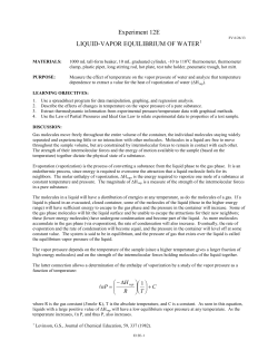 Experiment 12E LIQUID-VAPOR EQUILIBRIUM OF WATER