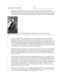 Lost Generation by Kate O`Connor name: World War I, originally