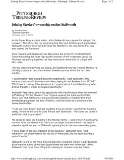 Joining Steelers` ownership excites Stallworth