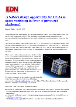 Is NASA`s design opportunity for FPGAs in space vanishing in
