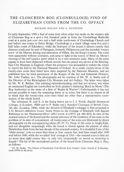 THE CLONCREEN BOG (CLONBULLOGE) FIND OF ELIZABETHAN