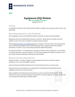 Accounting Procedure: Equipment Module