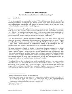 1 &copy;Fasken Martineau DuMoulin LLP 2009 Summary Trial at the