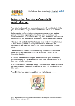 Information For Home Cow`s Milk reintroduction