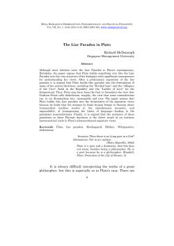 The Liar Paradox in Plato - META. Research in Hermeneutics