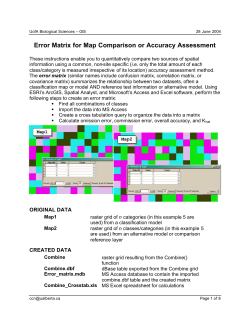 Error Matrix for Map Comparison or Accuracy Assessment