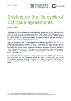 Briefing on the life cycle of EU trade agreements