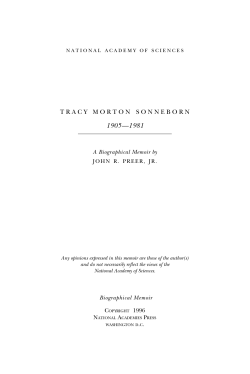 Tracy M. Sonneborn - National Academy of Sciences
