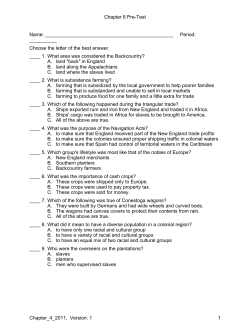 Chapter 8 Pre-Test Name