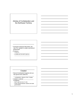 Articles of Confederation and the Northwest Territory