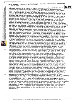 Heinz Hartmann. Essays on Ego Psychology. New York