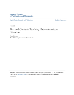 Text and Context: Teaching Native American Literature