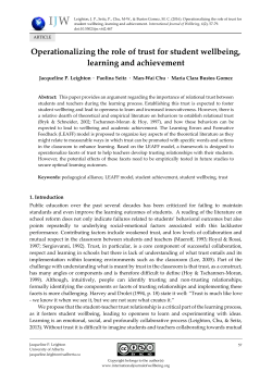 Operationalizing the role of trust for student wellbeing, learning and