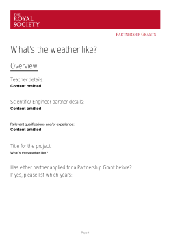 How to predict the weather - Partnership Grants