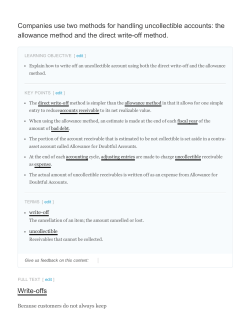 Companies use two methods for handling uncollectible accounts