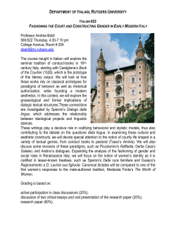 Professor Andrea Baldi 560:622 Thursday, 4:30-7:10 pm