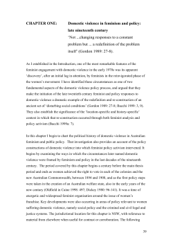 The Making of Domestic Violence Policy by the Australian