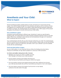 Anesthesia and Your Child - Providence