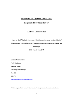 Britain and the Cyprus Crisis of 1974: `Responsibility without