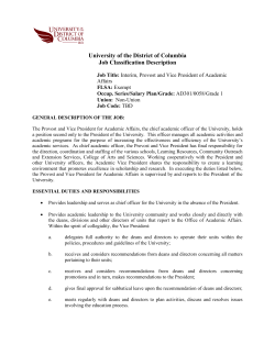 Position Description - Provost and Vice President Academic