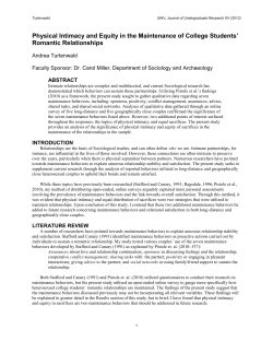 Physical Intimacy and Equity in the Maintenance of College