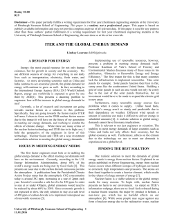 ITER AND THE GLOBAL ENERGY DEMAND