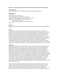 Disturbance, Complexity, Scale: New approaches to the study of
