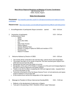 Meeting notes from the West African Regional Workshop and