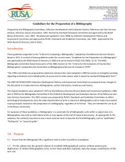 Guidelines for the Preparation of a Bibliography