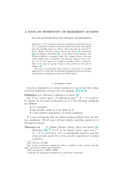 A NOTE ON SENSITIVITY OF SEMIGROUP ACTIONS 1. Introduction