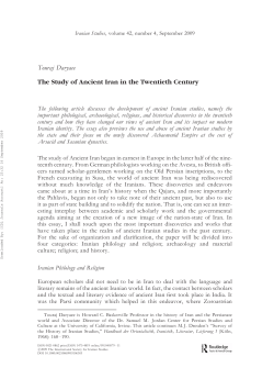 Touraj Daryaee The Study of Ancient Iran in the Twentieth Century
