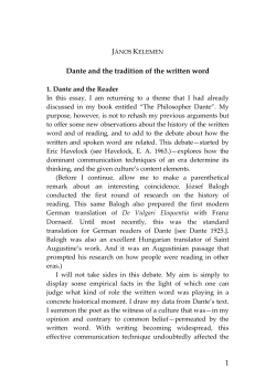 1 Dante and the tradition of the written word