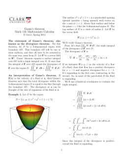 Gauss`s theorem Math 131 Multivariate Calculus