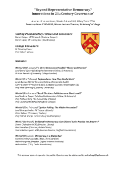 “Beyond Representative Democracy? Innovations in 21st Century