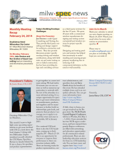 Milwaukee Chapter February 2014 Newsletter