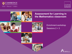 Assessment for Learning in the Mathematics classroom