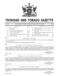 Gazette No. 60 of 2004 - Trinidad and Tobago Government News