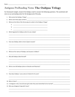 Antigone PreReading Notes: The Oedipus Trilogy